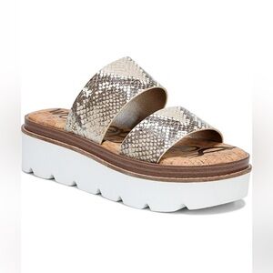 Sam Edelman Raul Sandals Truffle Snake Print Slip-On Slides Brown Size 9